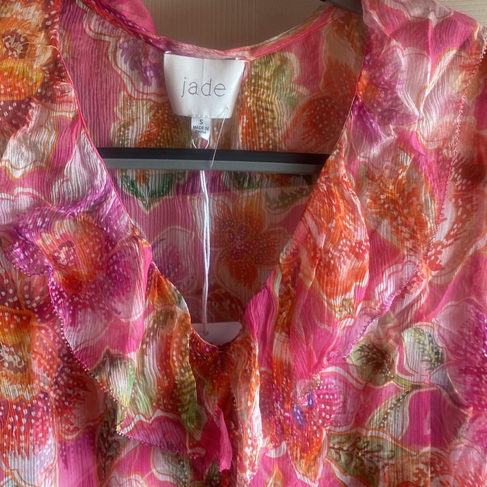 Johnny Was-Jade Collection NWT MARCIA Romantic Silk Floral Ruffle BlouseCami Set - Picture 11 of 16